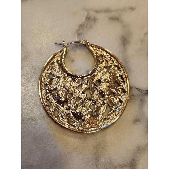 Gold-Tone Gloria Vanderbilt Hoop Earrings With Rhinestone Accents - Picture 5 of 5